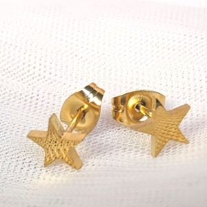Gold finish star stud earrings